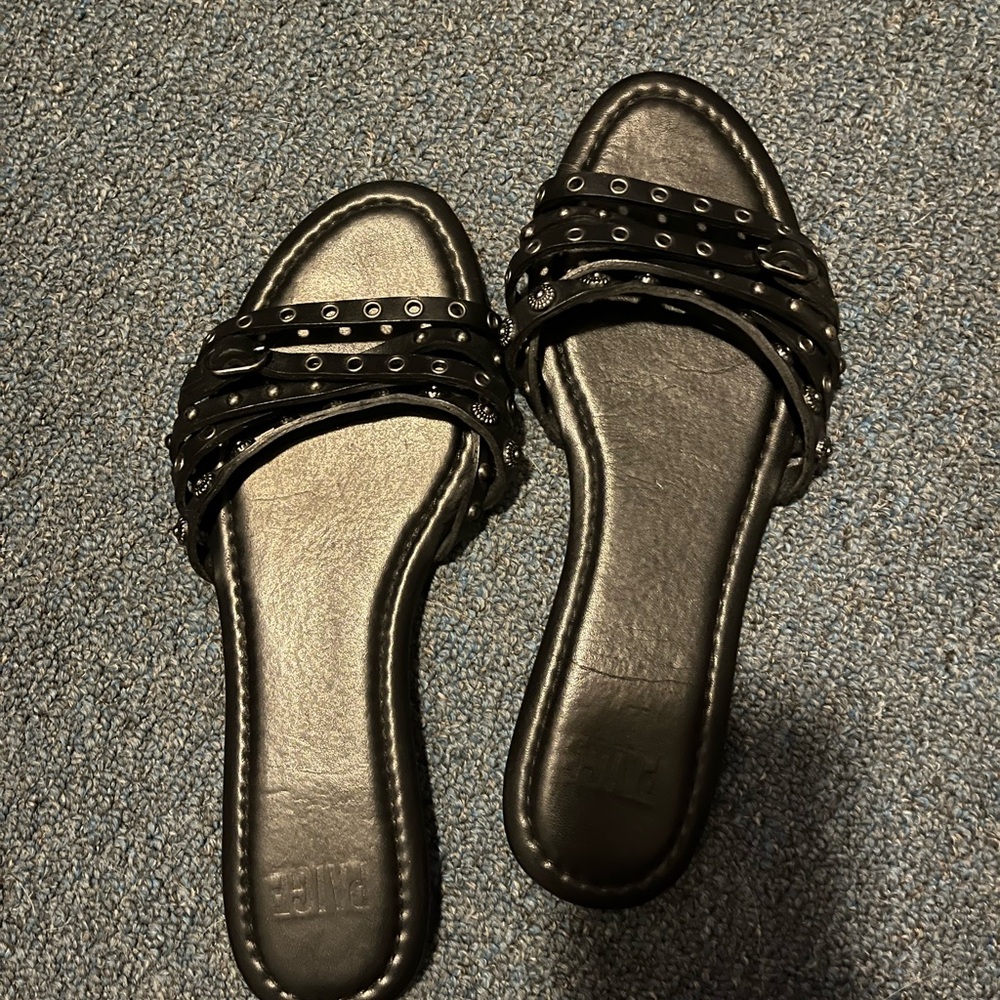PAIGE Black Braided Slide Sandals